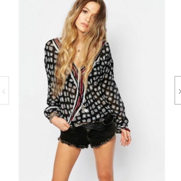 Free People One Before Dawn Printed Wrap Blouse - Picture 2 of 6